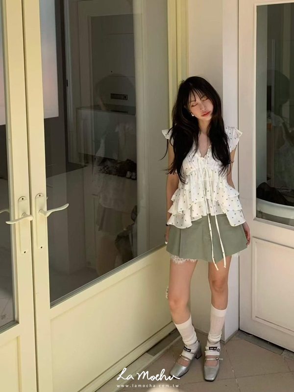 碎花涼感美背蛋糕上衣(花花清單)